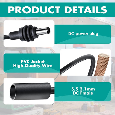KAKUPPA 20cm 12V 1PCS) DC Power Cable, Waterproof Male to Female Extension Cable, Power Adapter Replacement Accessory