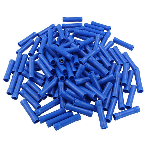Hordion 120pcs 16-14 AWG Butt Splice Connectors, Blue Crimp Insulated Electrical Wire Terminal Connectors