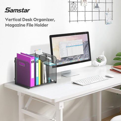 samstar Vertical Magazine File Holder, Desk File Organizer Book Binder Holder for Office School Supplies
