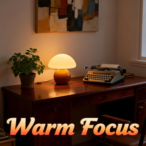 3-Way Dimmable Dimmable Orange Mushroom Lamp - Plug Powered Small Desk Table Lamp with Ambient, Night Light