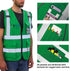Reflective Vest High Visibility with Pockets and Zipper, Green L
