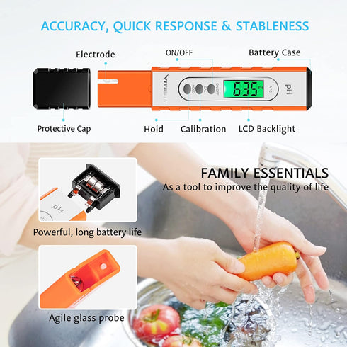 0.01 0-14 VIVOSUN PH Meter Digital PH Tester Pen High Accuracy Water Quality Tester with PH Measurement Range