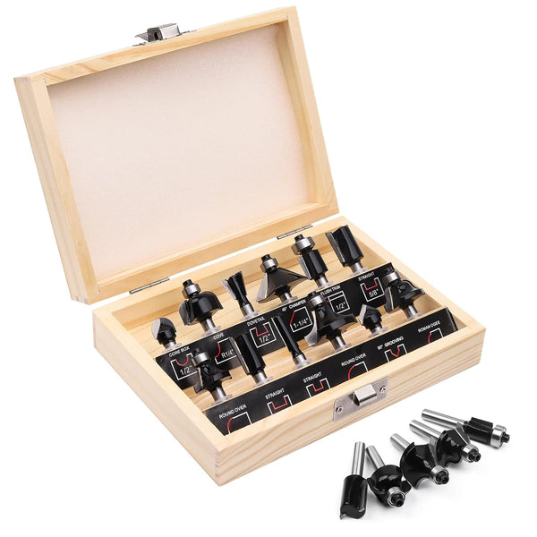 UTRUSTTO Router Bits 1/4 Inch Shank 12 Pieces, Tungsten Carbide 1/4" Router Bit