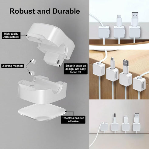 HOYAWU 10 Pack HOWAWU Magnetic Cable Clips Cord Holder, Cables Smooth Adjustable, Under Desk Cable Management Organizer