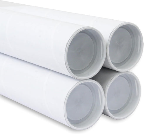 MagicWater Supply Mailing Tube 2 in x 9 in White - 4 Pack for Shipping and Storage of Posters, Arts, Crafts, Documents