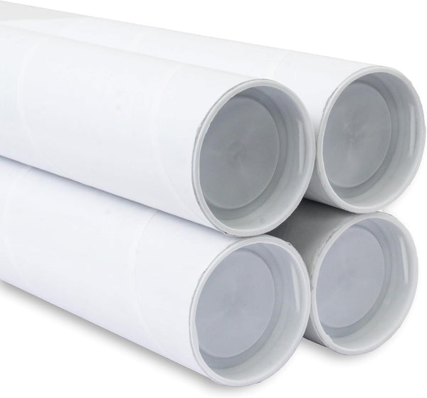 MagicWater Supply Mailing Tube 2 in x 9 in White - 4 Pack for Shipping and Storage of Posters, Arts, Crafts, Documents