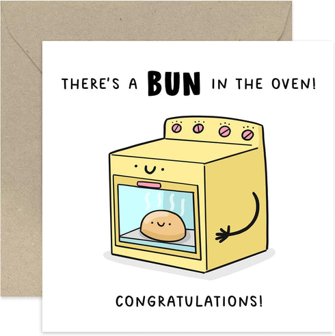 Old English Co. Bun in the Oven Card - Funny Pregnancy Announcement