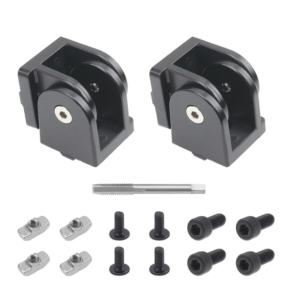 2 Sets 4040 Series Aluminum Extrusion Profile, Zinc Alloy Black Flexible Pivot Joint Connector for 3D Printer