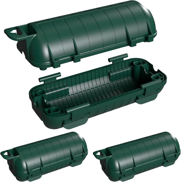 2 Pack Waterproof Extension Cord Cover, Outdoor Cord Connection Protector with 4 Removable Latches, Green