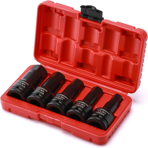 3/4 Inch Set, 5-Pieces, 3/4", 7/8", 1", 1-1/8", 1-1/4", 3/4" Set, CASOMAN Drive Impact Hex Driver SAE, Drive Master