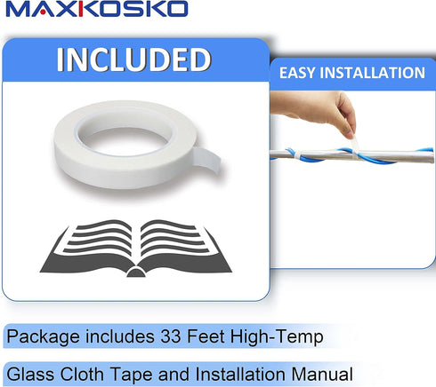 MAXKOSKO 9Ft. 120V Self-Regulating Heat Tape for Water Pipes, Suitable for Metal and Plastic Water Pipes