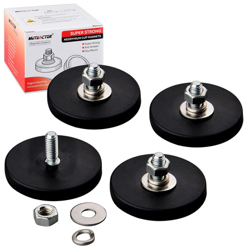 MUTUACTOR Neodymium Rubber Coated Magnet, 4pack Heavy Duty Magnets for Fixing Lights, Cameras, Vans