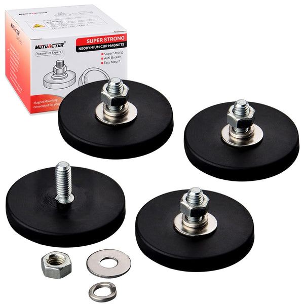 MUTUACTOR Neodymium Rubber Coated Magnet, 4pack Heavy Duty Magnets for Fixing Lights, Cameras, Vans