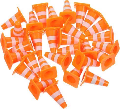 TOPPERFUN 30Pcs Mini Traffic Cones, 1in Mini Cones Orange Small Roadblock Construction Signs,