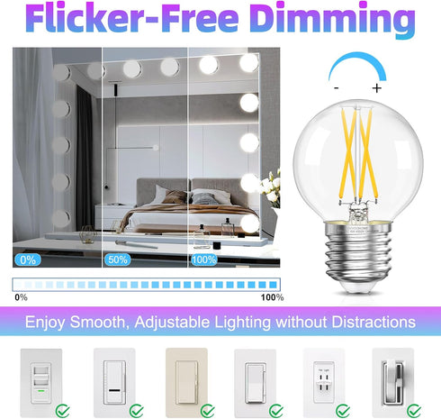 G16.5 Bulb Dimmable, 6W, 60 4000K E26 Bulb, Bulbs 90+CRI 600LM, 6 Pack GvvooHome LED watt Equivalent, Neutral White
