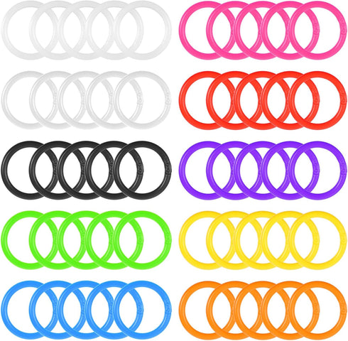 Xyembu 50 Pcs Loose Leaf Binder Rings, Plastics Notebook Paper Ring, Colorful Book