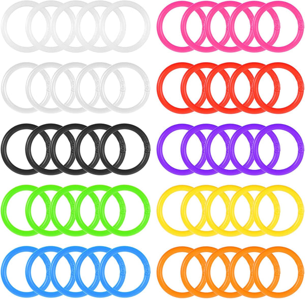 Xyembu 50 Pcs Loose Leaf Binder Rings, Plastics Notebook Paper Ring, Colorful Book