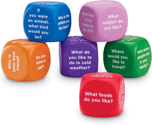 6+, 6 Learning Resources Conversation Cubes -Ages Foam Cubes for Social Emotional Learning, School Counselor Supplies