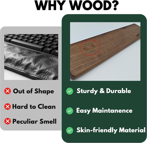 HAUSMODA 75% 80% (14.2 Walnut Wooden Wrist Rest Pad for TKL Keyboard, Ergonomic Solid Wood Hand Rest with Non-Slip