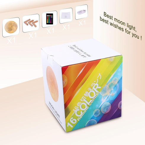 16 3D 4.8 INCH) LOGROTATE Moon Lamp, Colors LED Night Light for Kids Printing Moon Light with Stand& Remote/Touch