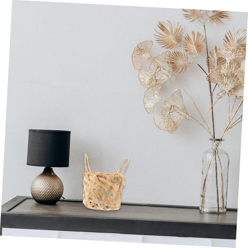 2pcs Mikinona Bamboo Lampshade for Table Lamp Woven Lampshades Rustic Style Small for Hanging