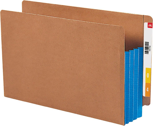 Smead End Tab File Pocket, Extra Wide Legal Size, 3-1/2" Expansion, Redrope with Blue Gusset