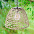 Bulb Outdoor Solar Hanging Lantern, Natural Seaweed Rattan Bamboo Hand-Woven Pendent Chandelier Light Edison Design