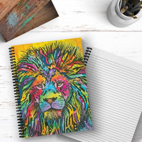 Softcover Lion Good Dean Russo Spiral Notebook/Journal, 8.5" x 11", 120 Wide Ruled Pages, Durable Gloss Laminated