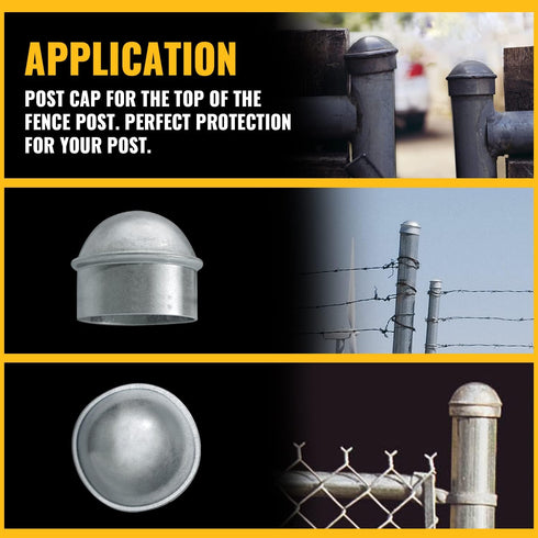 Chain Link Post Caps 1-3/8 inch, Galvanized for 1-3/8" OD Post/Pipe, 4 PCS Chain Link Fence Parts
