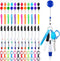 Glenmal 72 Pcs Badge Reel Pen Mini Highlighter Nurse Pens Set with Mini Scissors, LED Keychain Clip
