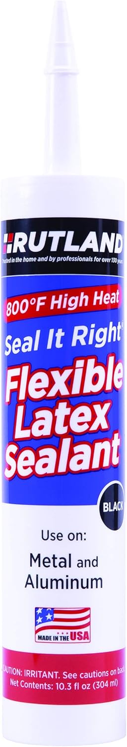 Rutland Products 800°F Flexible Latex Sealant, 10.3 Fl oz Cartridge, Black