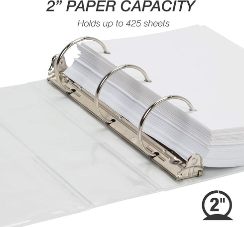 Samsill Economy 2 Inch Mini 3 Ring Binder, Round Ring Binder, Non-Stick Customizable Cover, White, USA Made