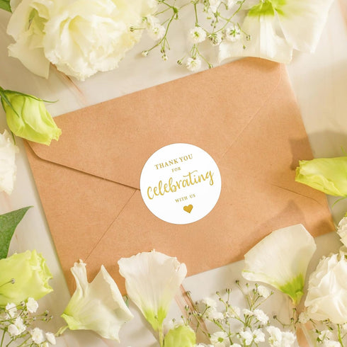G2PLUS Thank You for Celebrating with Us Stickers, 60PCS 2 Inch Round Labels for Wedding, Birthday, Baby Shower, Party