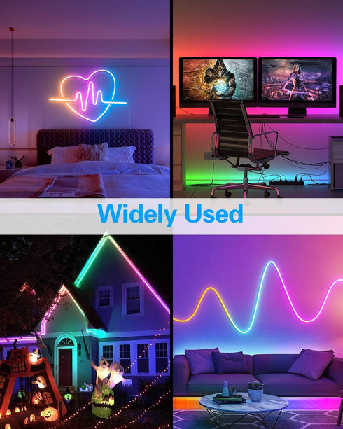 WS2811 16.4ft Programmable 12V IP65 ALITOVE Addressable Neon LED Strip Lights Room Decor Flexible Digital RGB IC LED