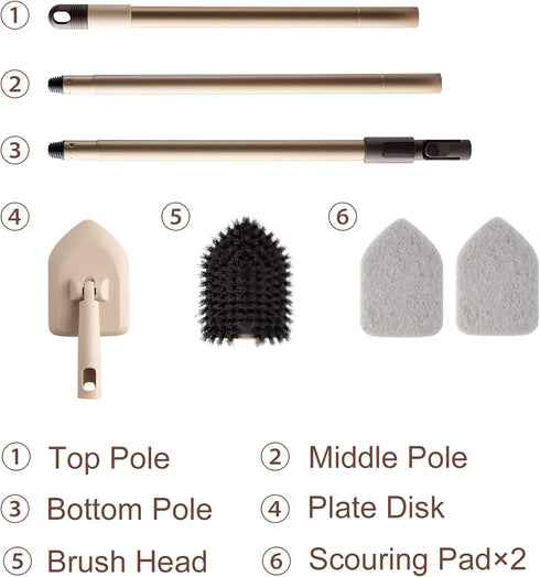 180 1 2 49" Eyliden Shower Scrubber & Tub Scrub Brush with Long Handle - Swivel Head Bathroom Scrubber for Tile