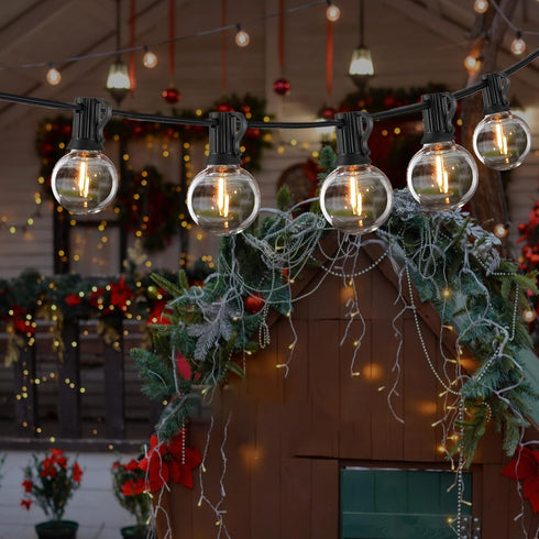 25FT, G40 27 Bulbs, Outdoor String Lights LED Patio Globe Lights with Shatterproof Waterproof Connectable Hanging