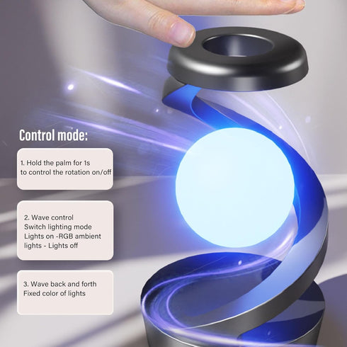SUNGOOYUE Levitation Table Lamp, Smart Control Night Light Rotating Floating RGB Color Changing Desk Lamp for Room