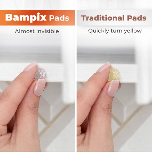 Bampix 64 Pack, 0.5 Inch Jelly Button Clear Cabinet Door Bumpers, Self-Adhesive Rubber Pads, Sound-Dampening Stoppers