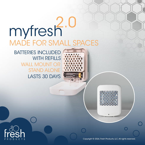 Fresh Products myfresh 2.0 Personal Air Freshener with Dry Fragrance Technology for Small Spaces, Compact Design,