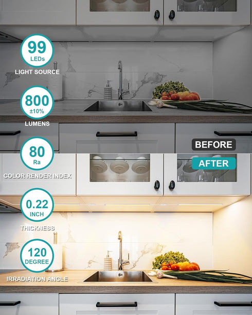 3 12 Inch 3 Counter Dimmable Closet, JUSJUBR Under Cabinet Lighting Plug in, Pcs Color Temperature Under Lights