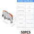 50PCS DIN Rail Terminal Blocks Kit, Universal Compact Lever Wire Connector for Electrical Wires, Detachable Ground