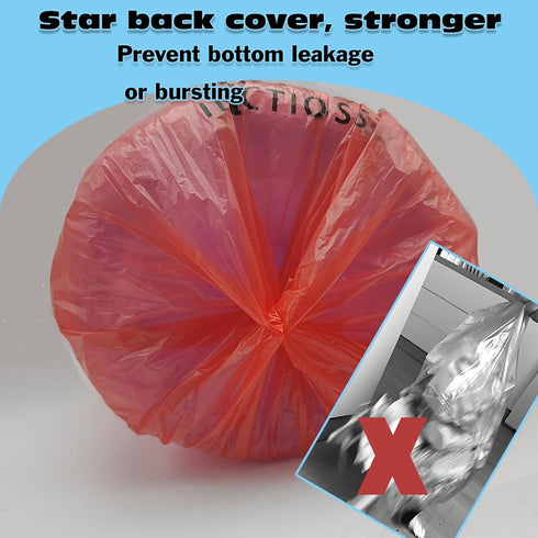 Daarcin 100pcs 24.4in Red Biohazard Waste Bags Medical Grade, Safe Infectious Waste Disposal No Leak Bags Trash Liners