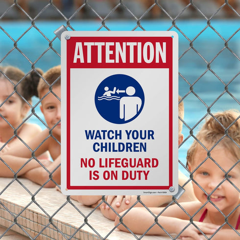 SmartSign 14 x 10 inch “Attention - Watch Your Children” Metal Sign, Rustproof Aluminum, Made in USA