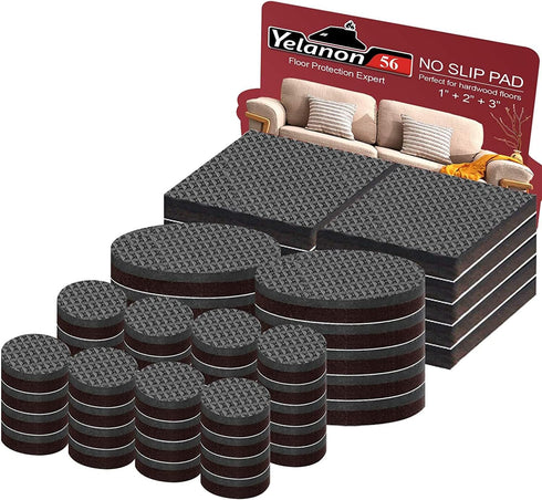 Yelanon Non Slip Furniture Pads - 56 pcs Self Adhesive Rubber Feet, Anti Slide Furniture Protectors