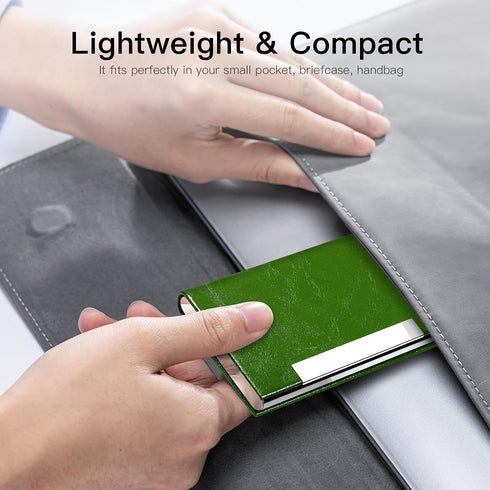 Padike Business Card Holder - Professional PU Leather & Stainless Steel Multi Card Case, Wallet for Men & Women