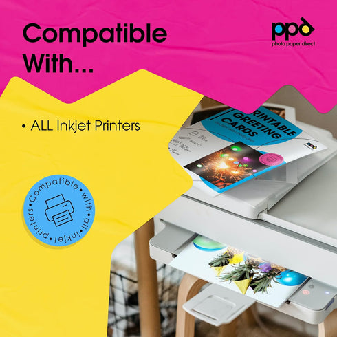 5.5x8.5 4.25 5.5 (50 PPD Greeting Card Paper, Printable Greeting Cards With Envelopes for Inkjet Printer, Blank Half