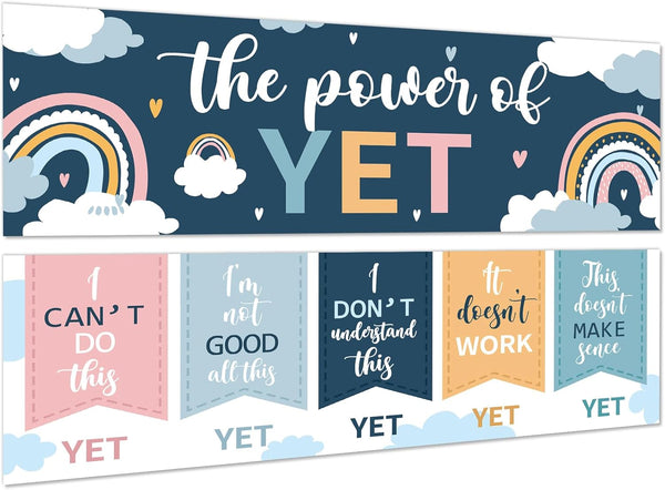 QOUBAI Boho Rainbow Growth Mindset Posters Mindset Classroom Decorations for Positive Reading Bulletin Board