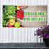 Sign Destination 12inx30in, 4 Grommets, Set 2 Vinyl Banner Sign Organic Produce Restaurant Cafe Bar Marketing