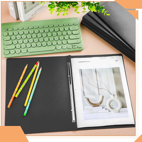 Zhanmai 15 Packs 8.5'' x 11'' Pressboard Report Covers, Metal Prong Fastener, Presentation Folder for Documents, Black