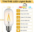 T14/T45 E26 Dimmable Bulb, 2W/25W 2700K 4-Pack LED Filament Equivalent Warm White, Vintage Edison Style, Ideal